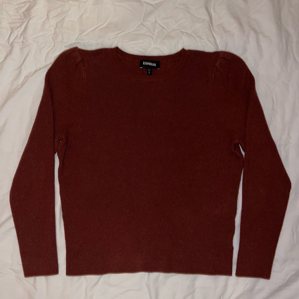 Express Burnt Orange Puff Sleeve Sweater